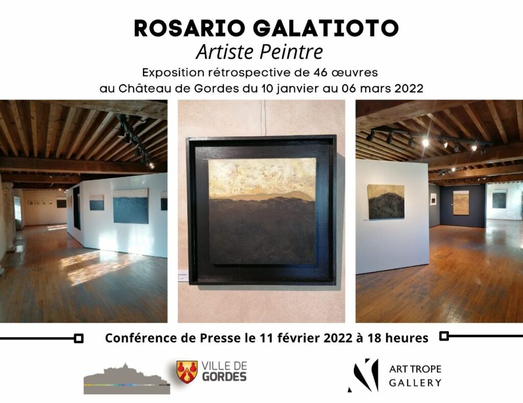Affiche de l'exposition rétrospective de Rosario Galatioto du 10 janvier au 05 mars 2022 © Art Trope Gallery