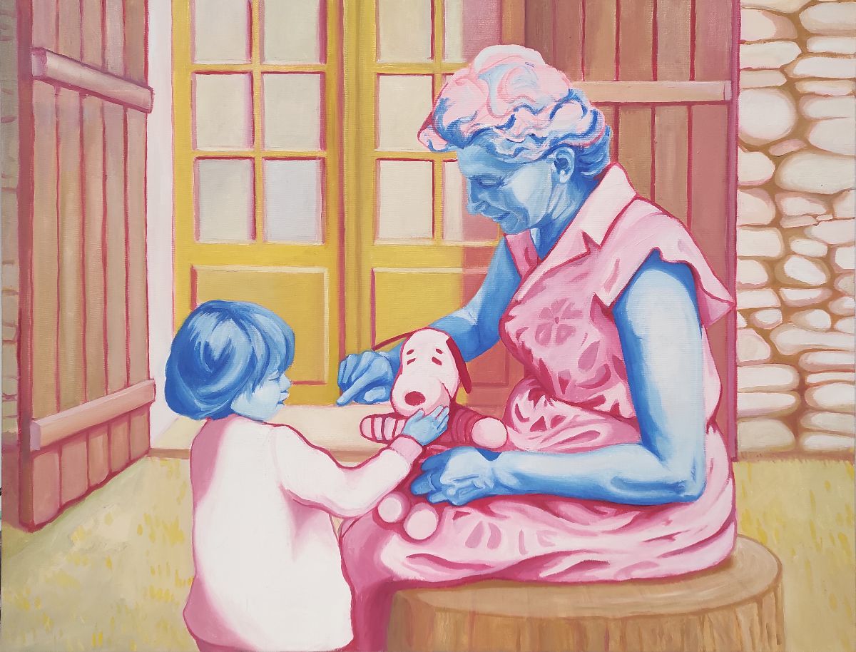 Moi et Jacqueine, Peinture à l'huile sur toile, 50x90 cm, 2022 © Marion Laplane
