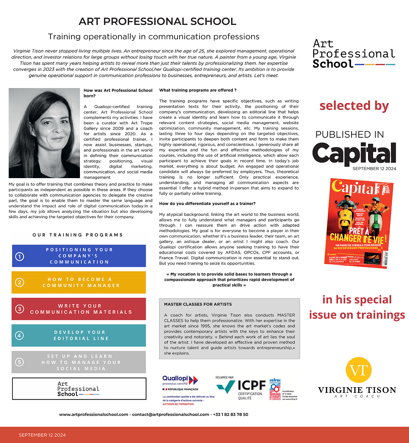 Article published in CAPITAL Magazine about Art Professional School